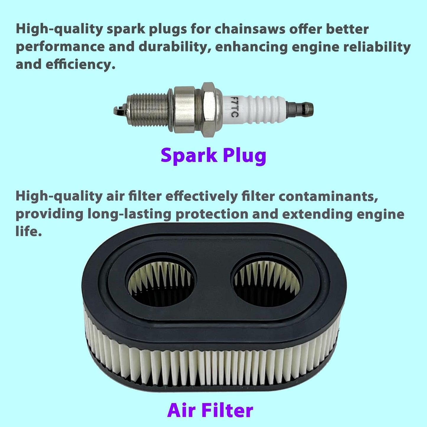 Troy-Bilt Air Filter with Spark Plug - Compatible with TB110, TB115, TB200, TB230, TB330, TB370 | Fits BS 550E, 500EX, 625, 575EX Engines