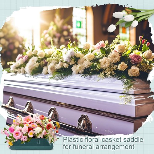 Jingmore Floral Casket Saddle - 3 Pcs Plastic with Floral Foam Blocks | 2.75'' x 11.25'' x 12.75'' for Funeral Arrangements