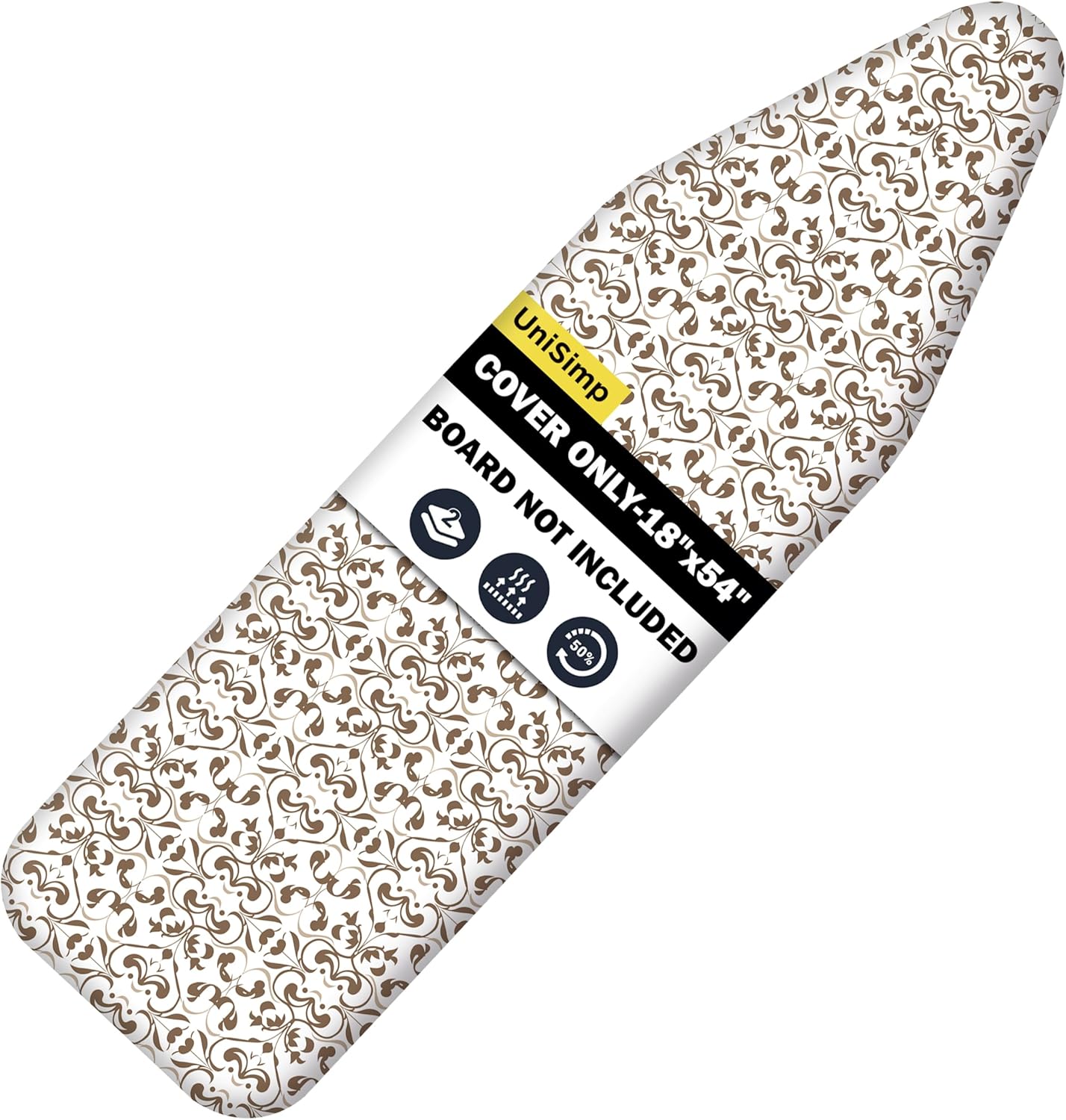 UniSimp Ironing Board Cover - Extra Thick Natural Cotton, Scorch & Stain Resistant | 18"x54", Taupe