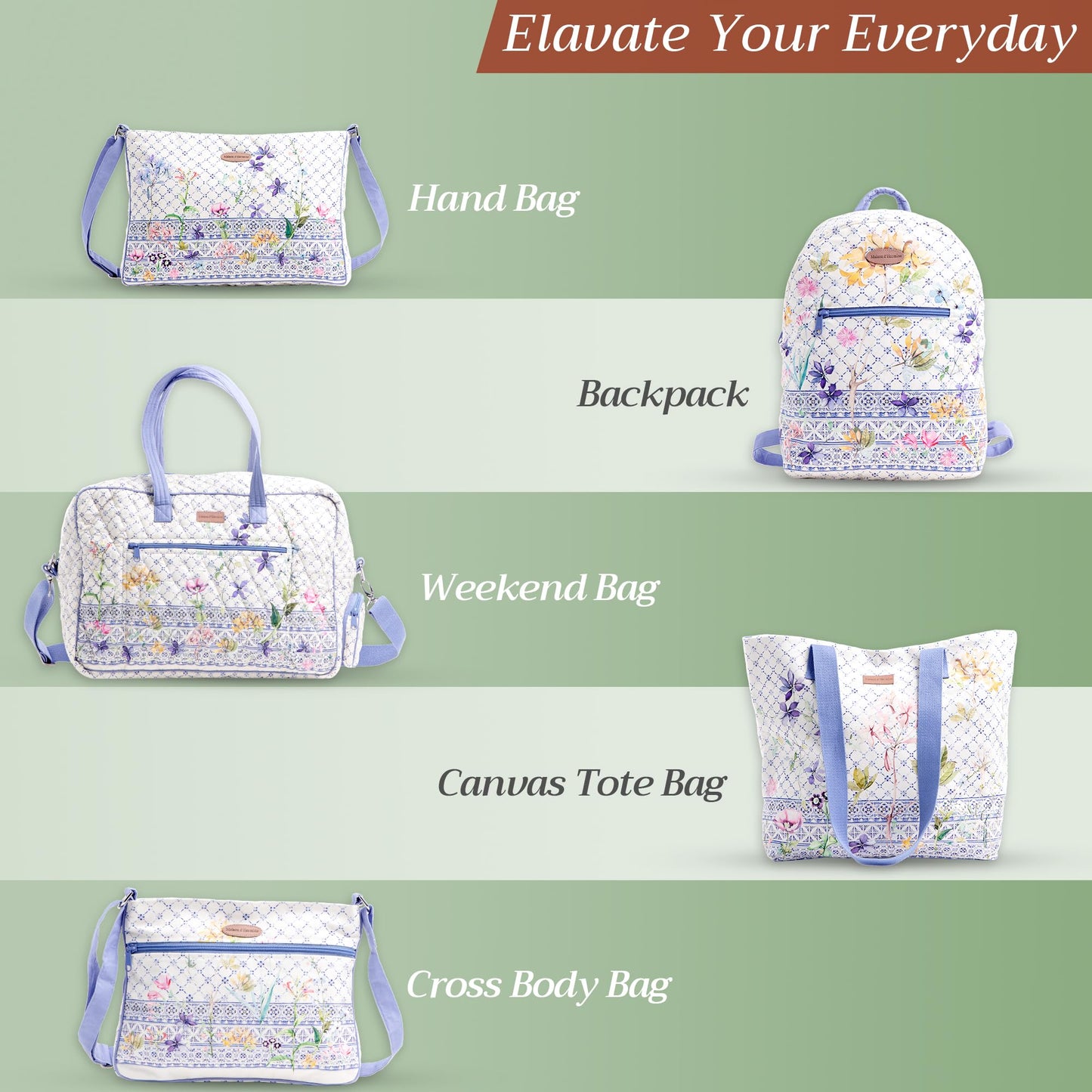 Maison d' Hermine Shopping Bags Cotton Quilted Tote Bag with Zipper Pockets & Small Pouch Reusable Shoulder Grocery Bag for Gifts Beach Travel Perfect for Mothers Day Gifts Men Women (Faience)