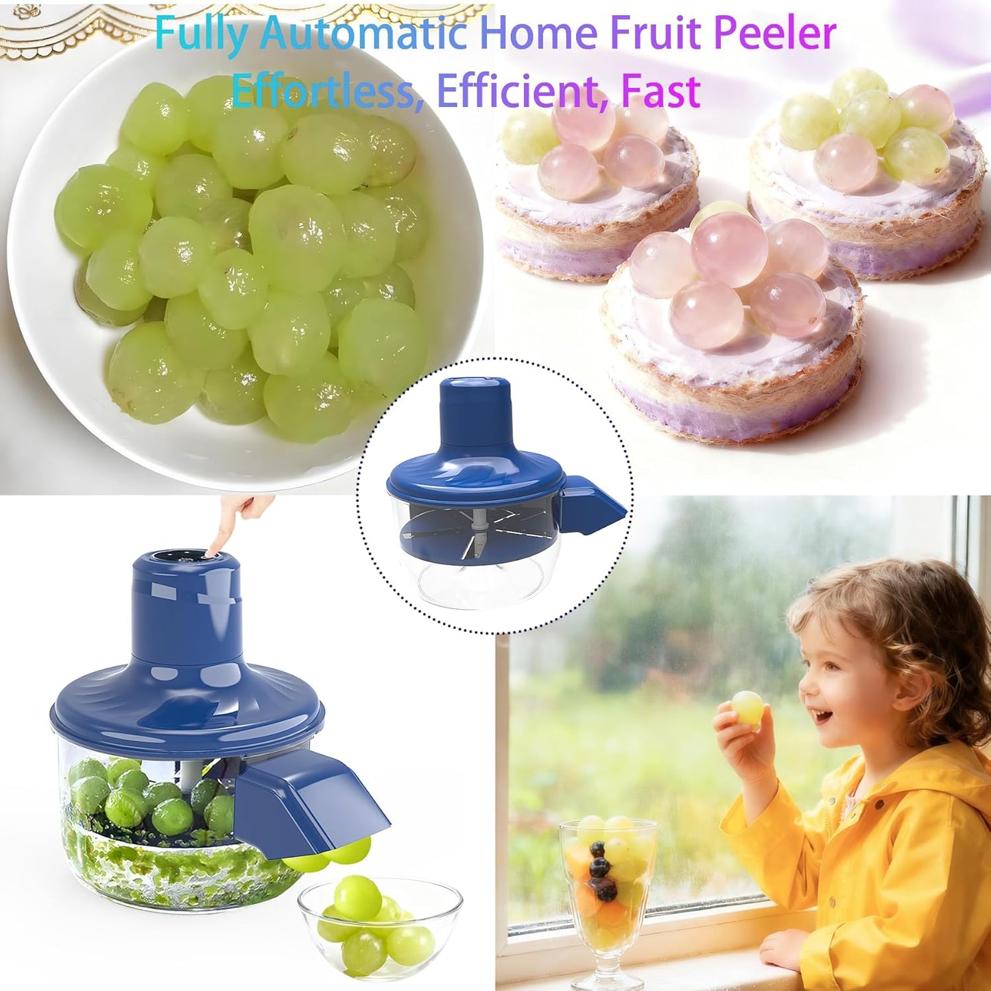 Skiennix Automatic Grape Peeler - Efficient Electric Skin Remover for Small Fruits | Kitchen Gadget