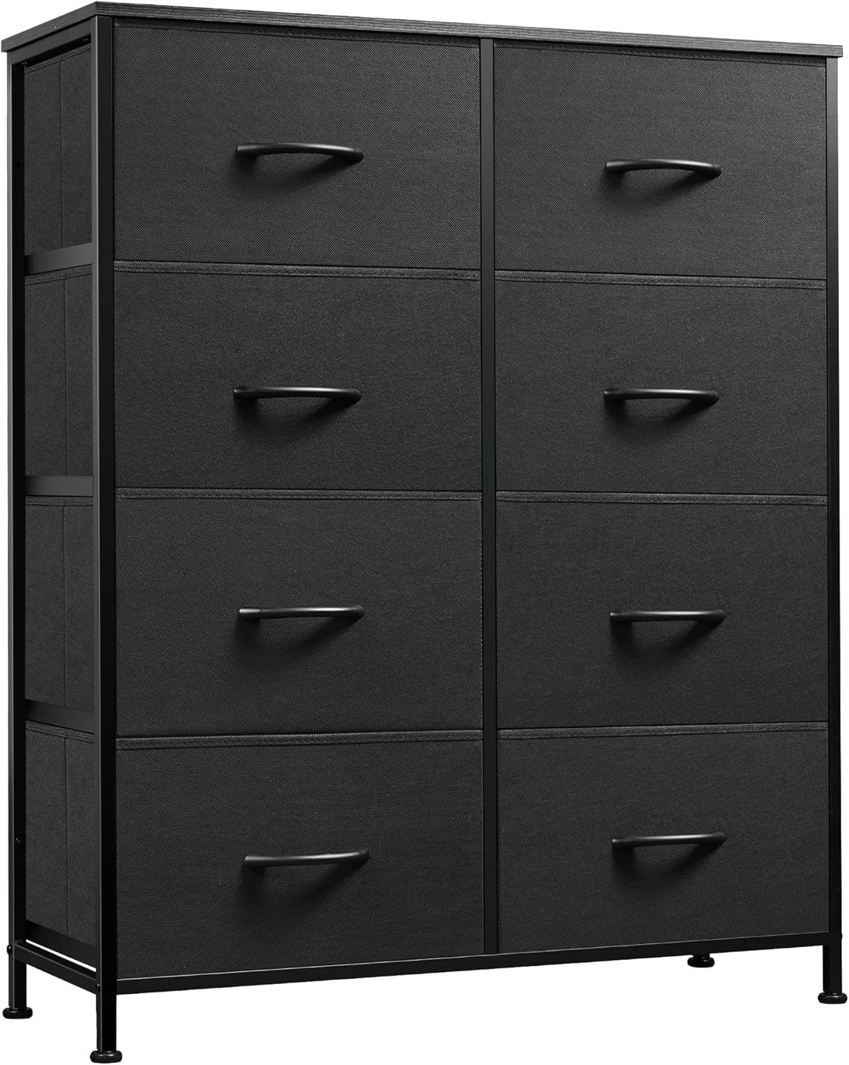 WLIVE Fabric Dresser - Tall 8-Drawer Storage Tower with Bins for Bedroom | Charcoal Black