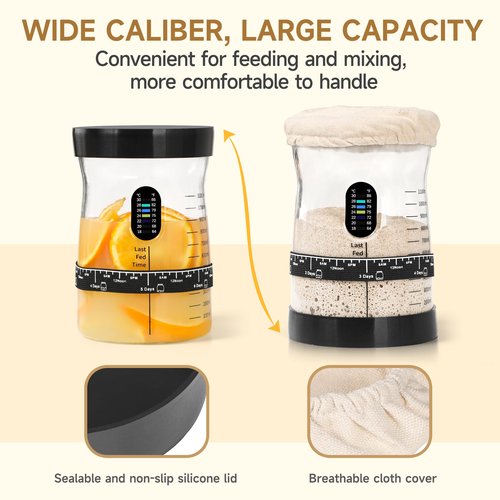 Arbnic Sourdough Starter Kit -50 Oz Wide Bore and Large Capacity Sourdough Starter Jar- Perfect Sourdough Bread Baking Supplies, Baking Gifts(1 Jar)