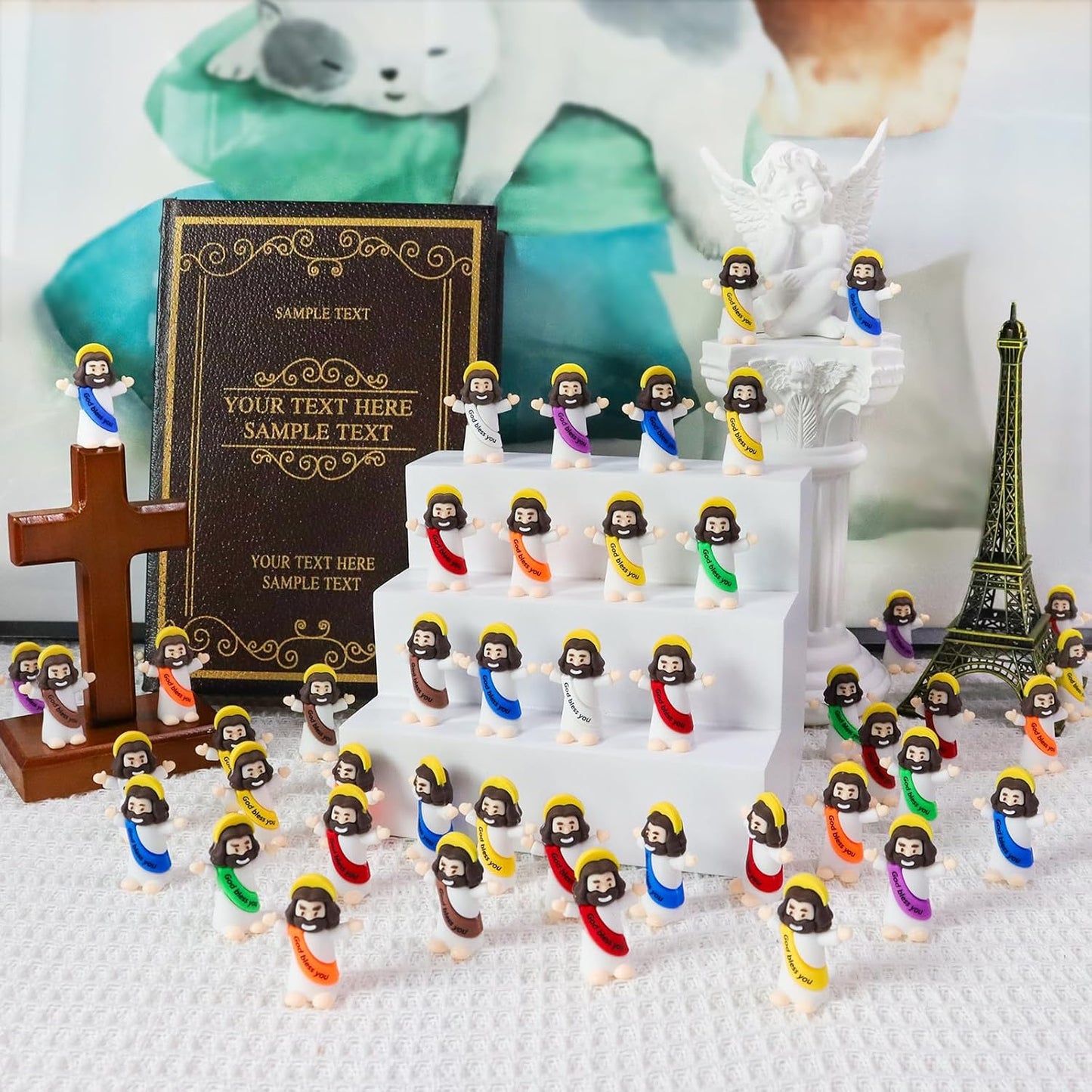 Yelakey Mini Jesus Figures - 50 Classic Tiny Jesus Figurines for Baptism & Easter Decor