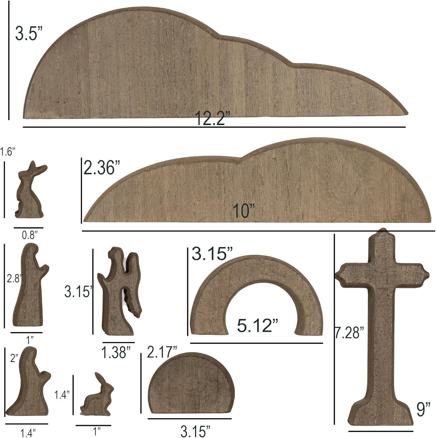 TW SHINE Easter Scene Decoration - Wooden Empty Tomb & Cross Tray Set for Home & Office