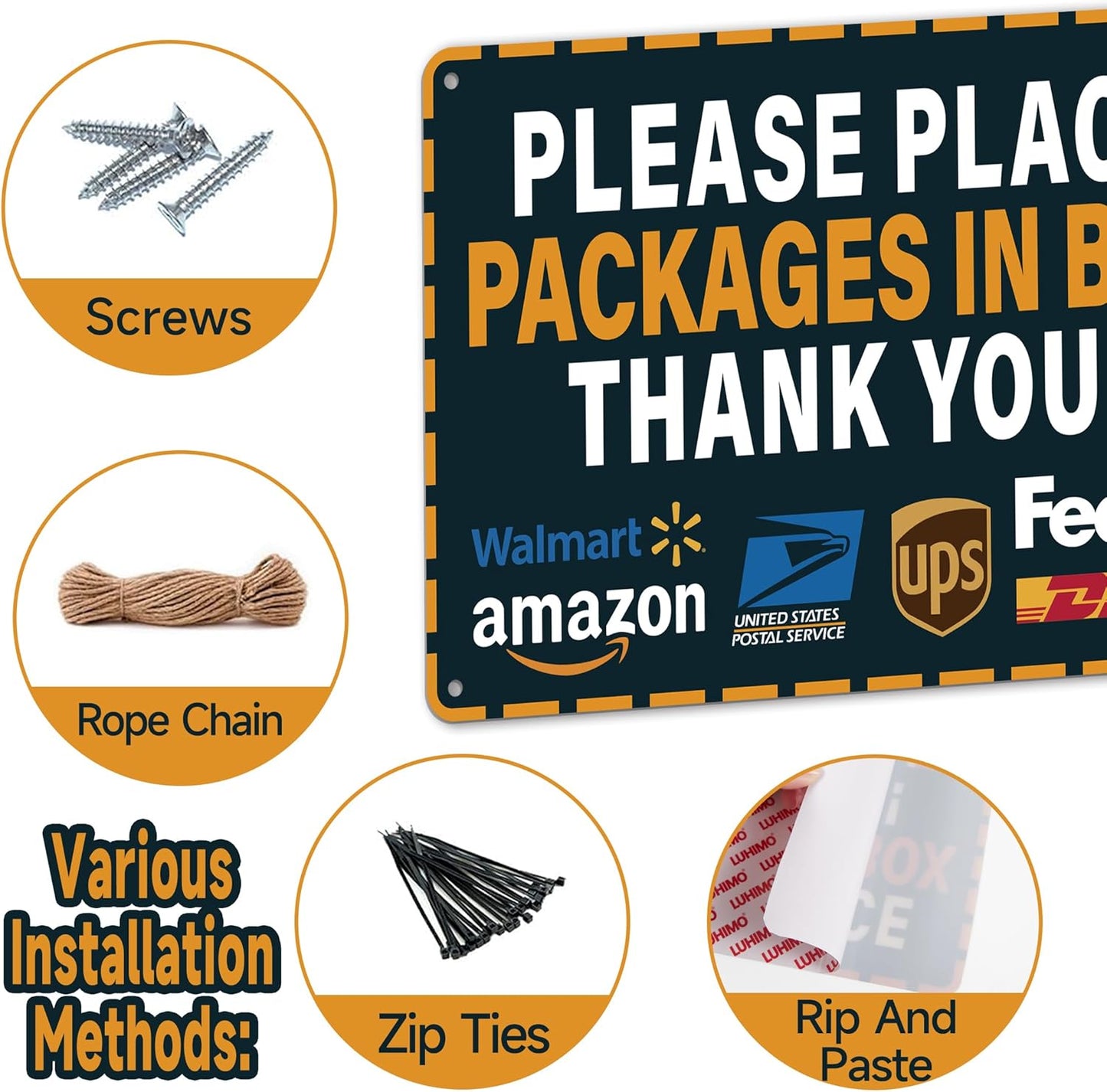 Please Leave Packages Here Sign - Self-Adhesive Waterproof Delivery Sticker for Home & Office