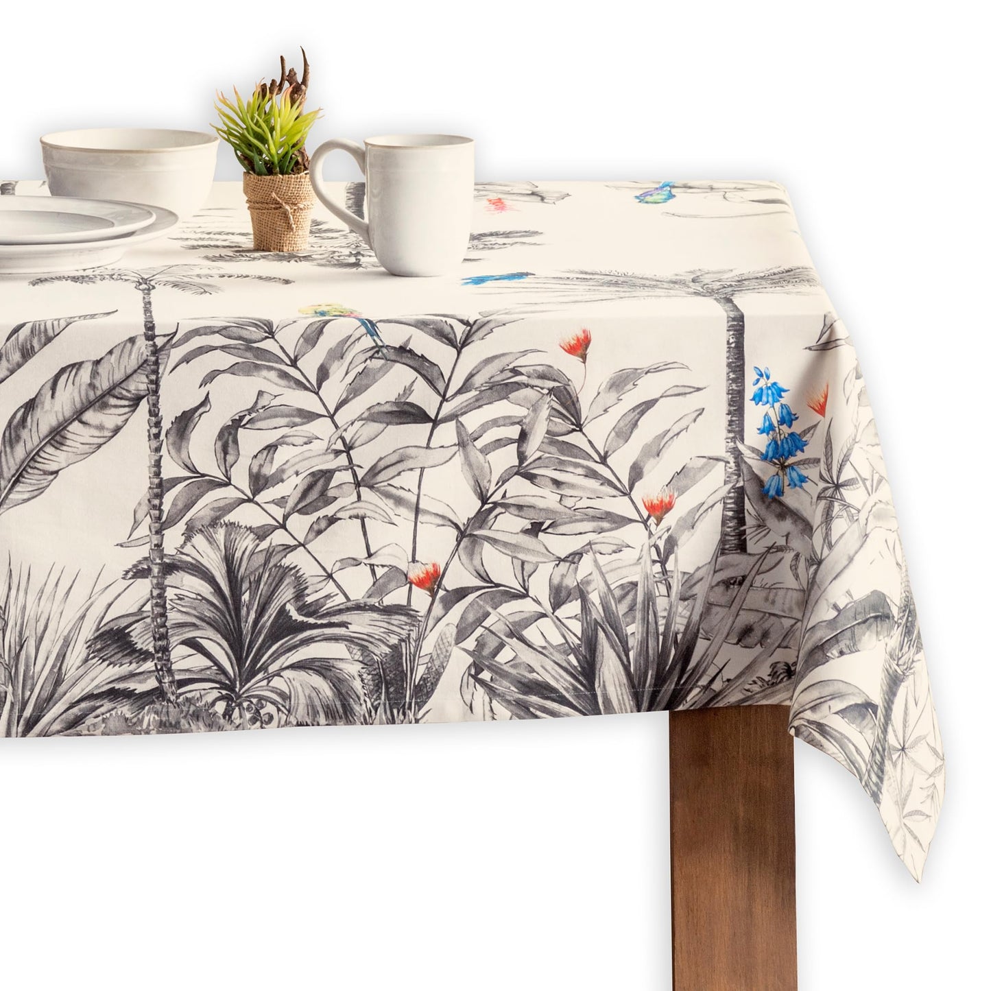 Maison d' Hermine Table Cloth Rectangle Table 100% Cotton 70 x 108 Inches Fall Tablecloth Reusable Everyday Use for Thanksgiving Christmas Decorations Dining Farmhouse Party (Amazonia)