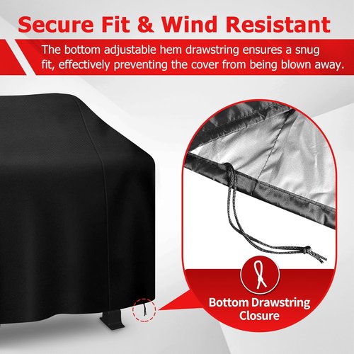 i COVER BBQ Grill Cover - 58 Inch Waterproof & UV Resistant for Weber, Char-Broil, Nexgrill | Black