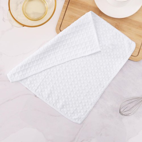 Homaxy Microfiber Waffle Weave Kitchen Dish Cloths, 12 x 12 Inch Ultra Absorbent and Solid Color Dish Towels for Kitchen Fast Drying Dishcloth for Washing Dishes, 6 Pack, White