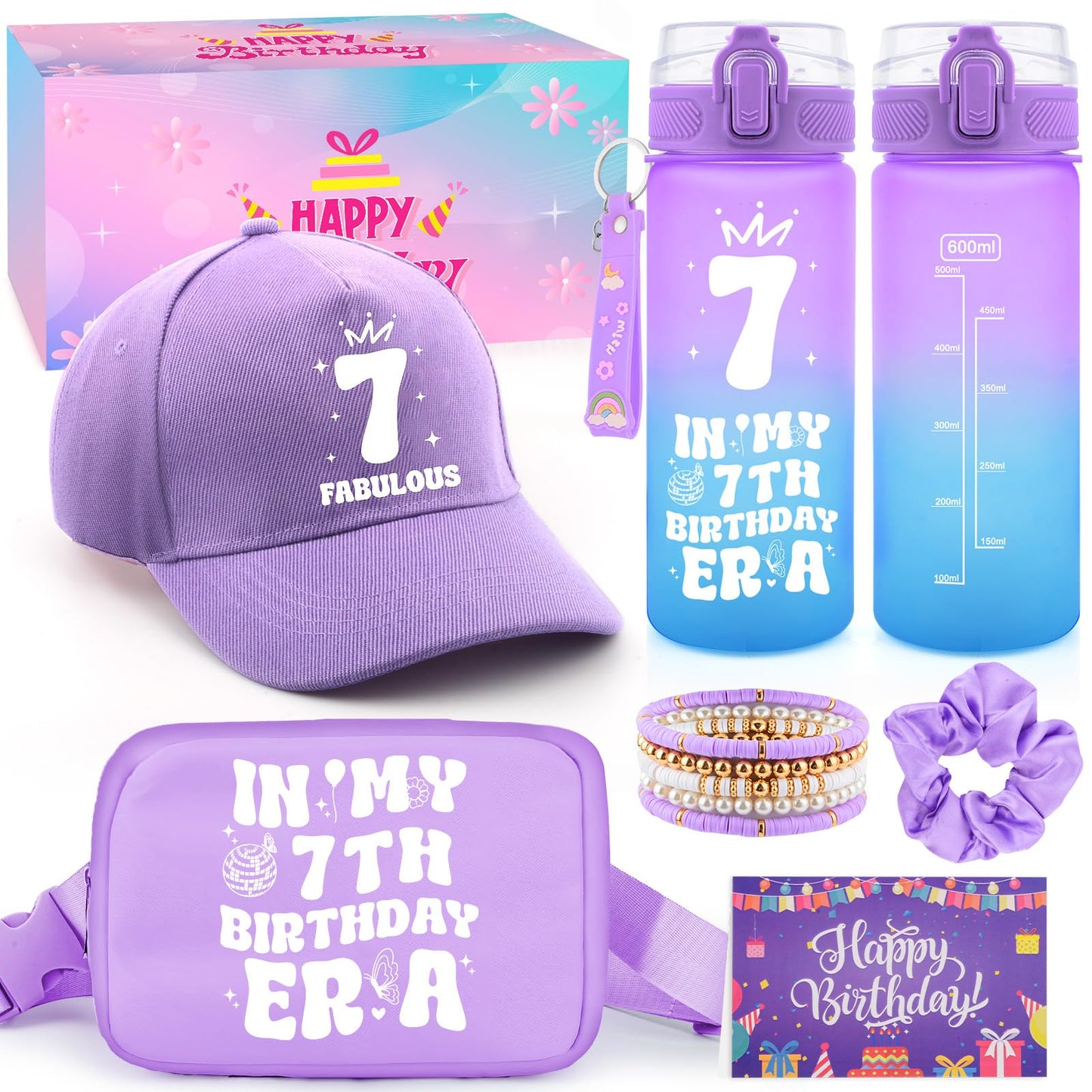 TOUPONS 7th Birthday Gifts for Girls, Best 7 Year Old Girl Birthday Gifts, Gift Ideas for Girl Age 7, Popular 7 Year Old Girls Christmas Easter Present, Happy 7th Birthday Decortaions for Her