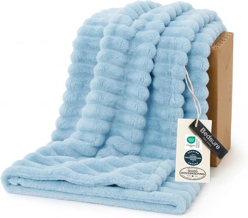 Bedsure GentleSoft Throw Blanket - Cozy Light Blue Fleece Blanket for Couch | 50x60 Inches, Perfect Spring Decor