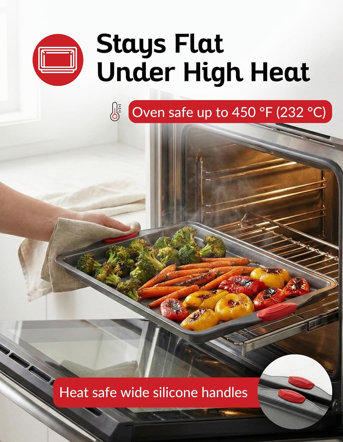 Premium Nonstick Baking Sheet Pans - Set of 3 Heavy-Gauge Carbon Steel | Warp, Dent & Rust-Resistant for Exceptional Baking