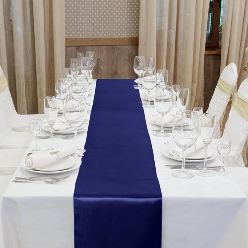 Aneco Satin Table Runner - 12 Pack Navy Blue 12 x 108 Inch for Weddings & Events Decor