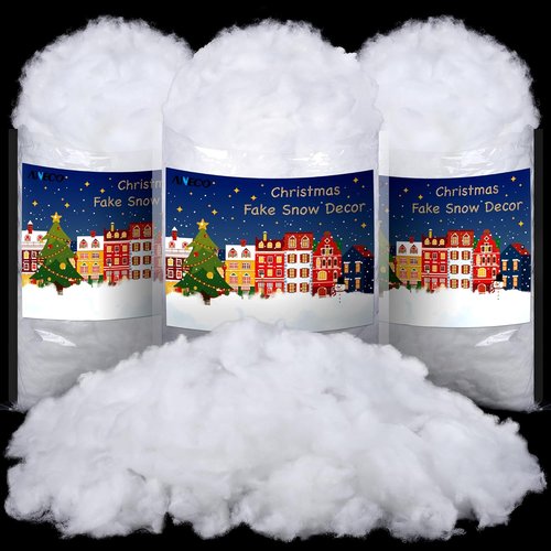 ANVAVO Christmas Fake Snow | Soft Fluffy Cotton Decor for Indoor & Outdoor Displays - 36 Ounces