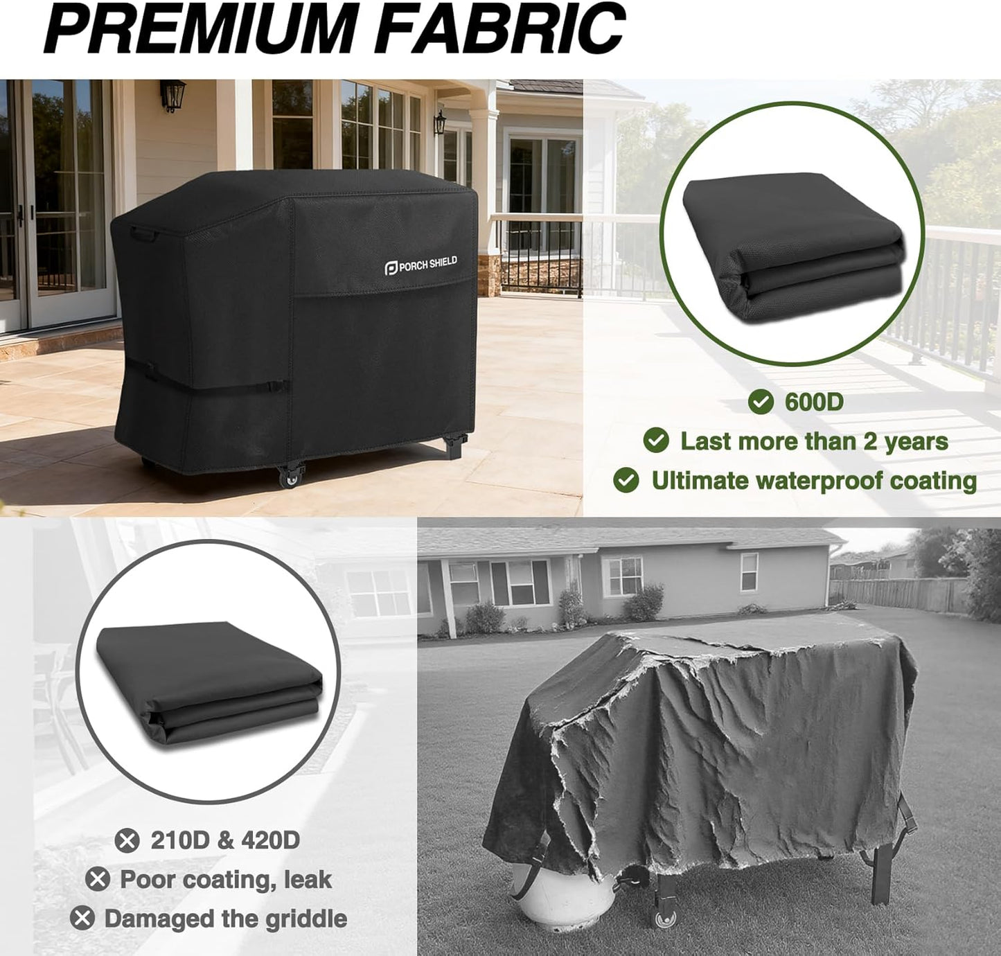 Porch Shield Griddle Cover - Waterproof & Fade Resistant for 28" Blackstone Griddle | Fits Most 2 Burner Grills