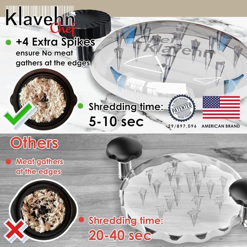 3-Layer Chicken Shredder by American Brand - BPA Free, Heat Resistant, Dishwasher Safe | Includes Detachable Plate & Special Brush