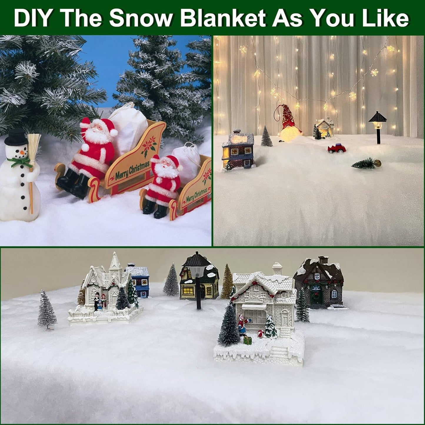 TURNMEON Christmas Snow Blanket Roll - 3 Pack, 10 Ft x 15 Inch Soft Artificial Snow for Holiday Decor