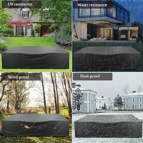 AKEfit Heavy Duty Waterproof Patio Furniture Covers - Black | 48"L x 28"W x 13"H for Square & Rectangle Tables