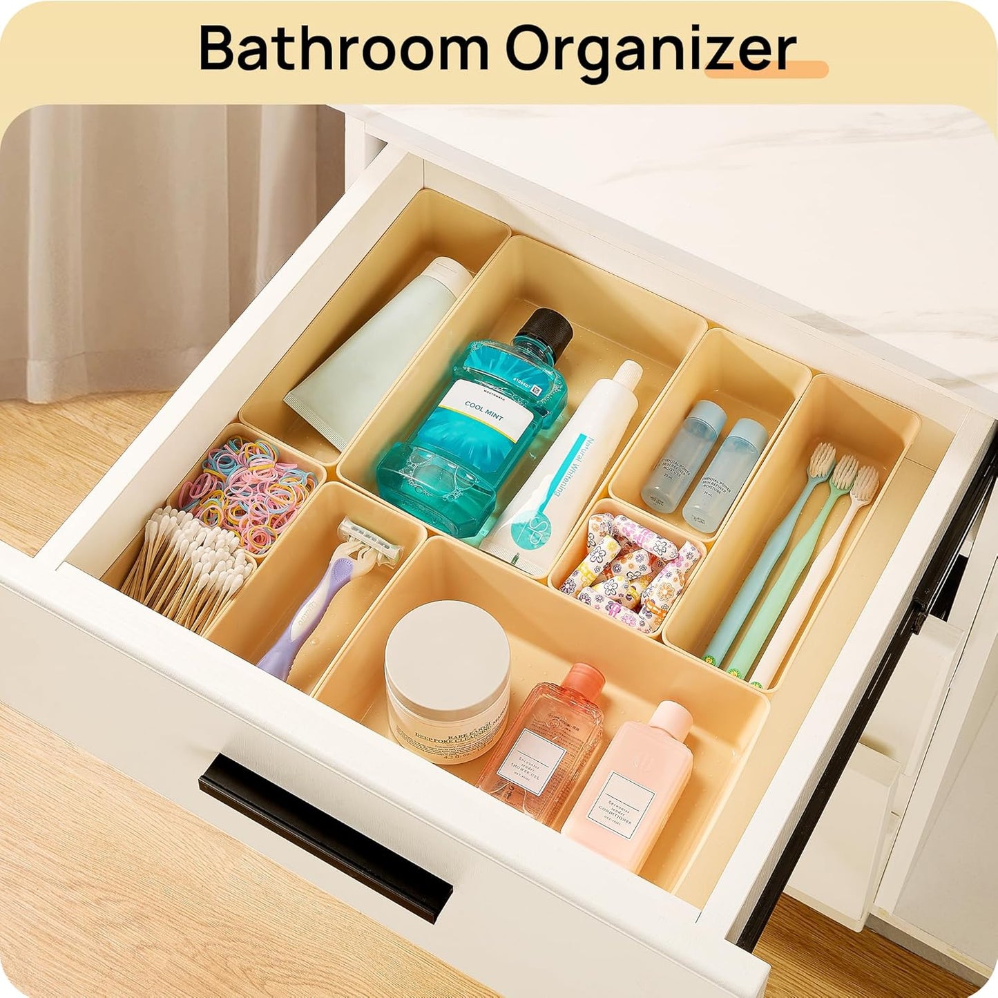 Vtopmart 25 PCS Plastic Drawer Organizers - Versatile Storage Bins for Makeup, Kitchen & Office | 4 Sizes