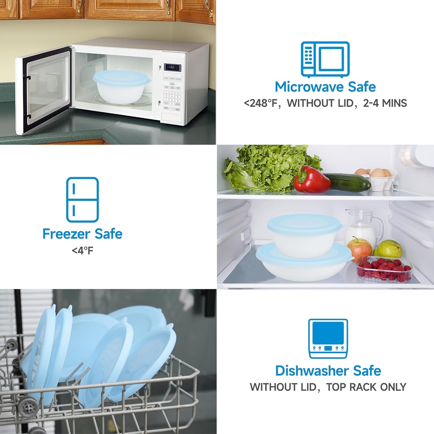 Skiennix 4 Pack Silicone Lids - Microwave & Dishwasher Safe for Corelle Vitrelle 28-Oz Bowls