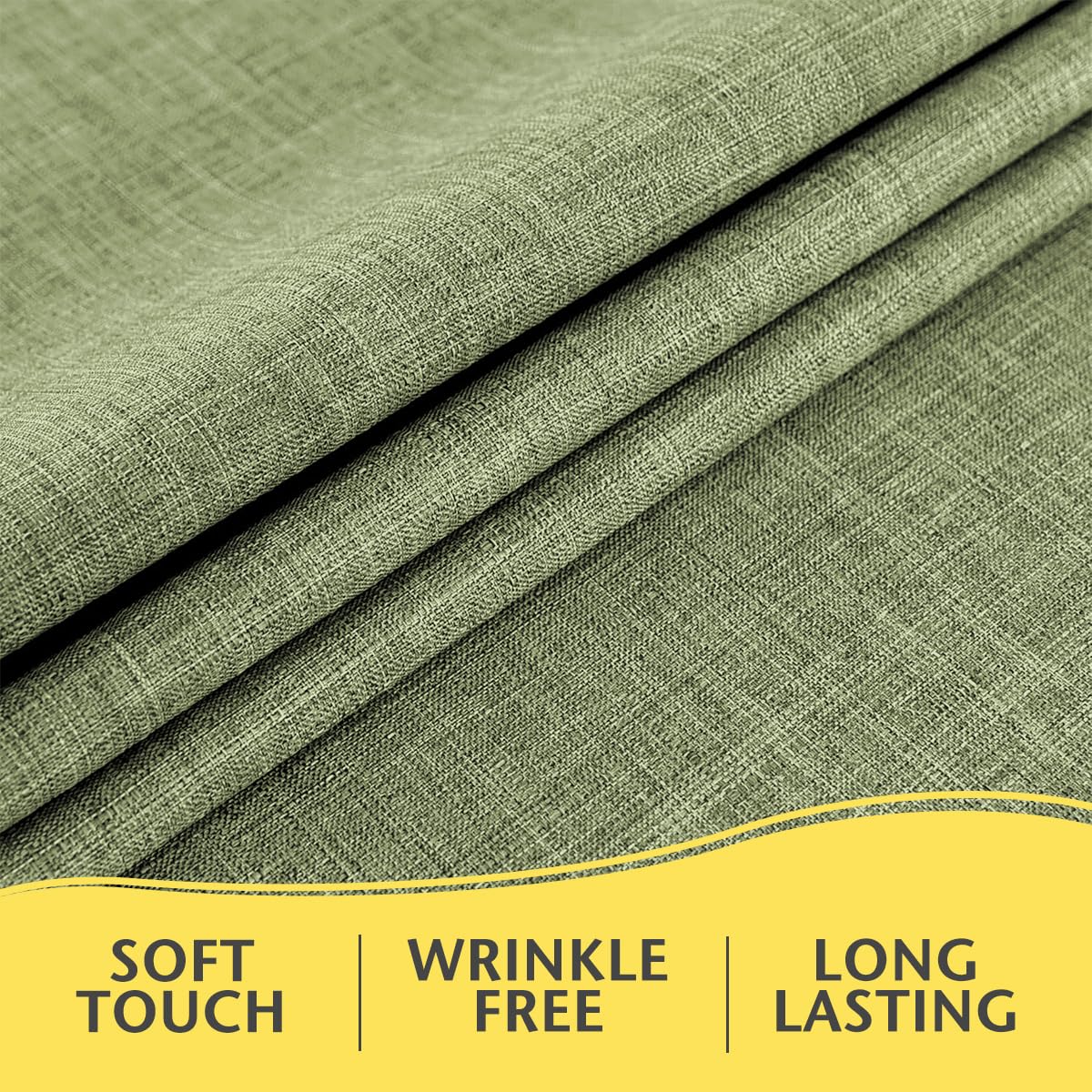 Linen Textured Rectangle Tablecloth, Waterproof & Stain Resistant Fabric Table Cloth, Wrinkle Free Linen Dining Decorative Farmhouse Table Cover for Dining/Buffet/Wedding, 52 x 70 Inch, Sage Green