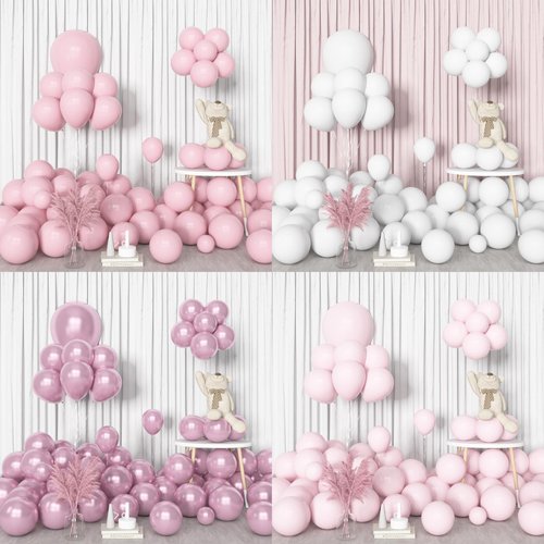 Amandir 153pcs Pink Balloon Garland Arch Kit, Different Sizes 18 12 10 5 inch Hot Pink Latex Metallic Confetti Pink Balloons for Birthday Princess Wedding Baby Shower Party Decorations