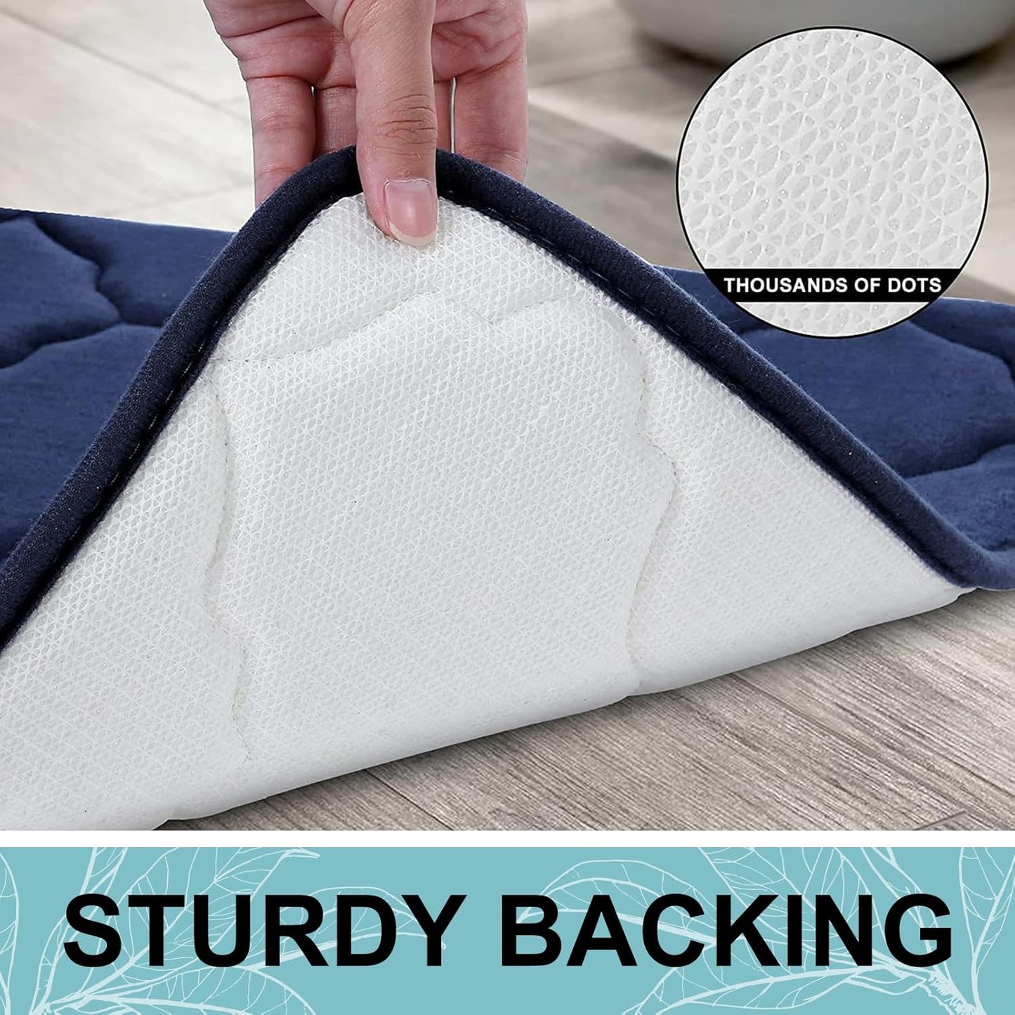 OLANLY Memory Foam Bath Mat Rug - Ultra Soft, Absorbent & Non-Slip | 24x16 Navy Bathroom Carpet