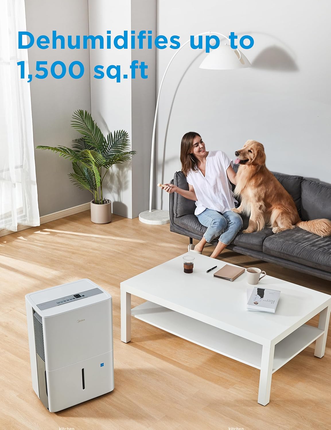 Midea Dehumidifier - 1,500 Sq. Ft. Energy Star Certified | 22 Pint Capacity for Basements & Large Rooms (White)