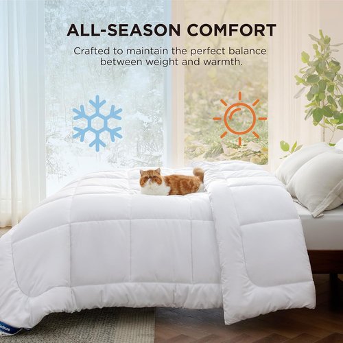 Bedsure Comforter Duvet Insert - All-Season Quilted Down Alternative Blanket, Cal King Size, White 96x102 Inches