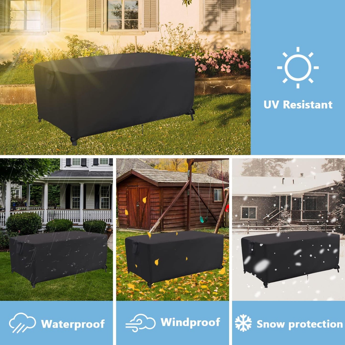 Outdoor Dining Table Cover - Waterproof 60-Inch Rectangle Patio Furniture Cover | 60 X 38 X 28 Inch