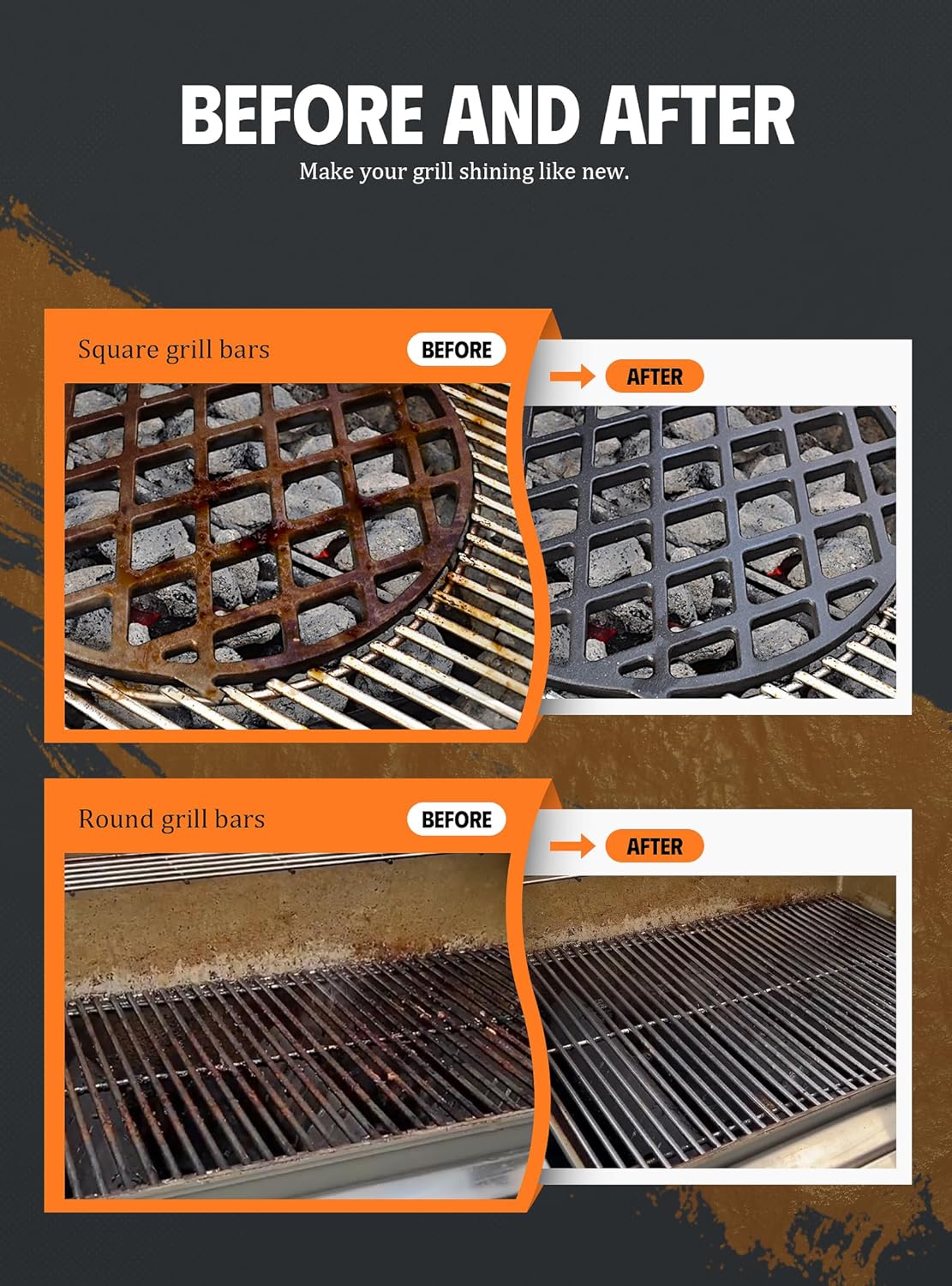 MEKER Grill Brush Replacement Pads - Ultra Safe Cleaning | 4-Pack Grill Cleaner Pads