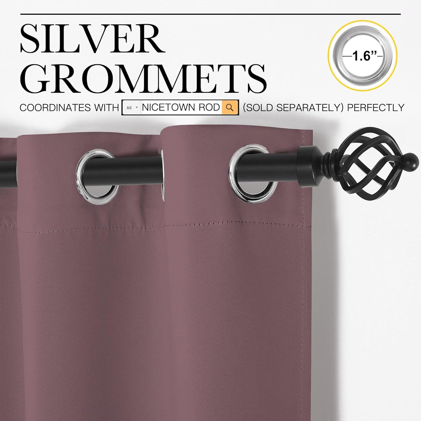 NICETOWN Blackout Curtains - 108" Long, 55" Wide | Sound Reducing, Heat & Cold Blocking Panels for Modern Rooms
