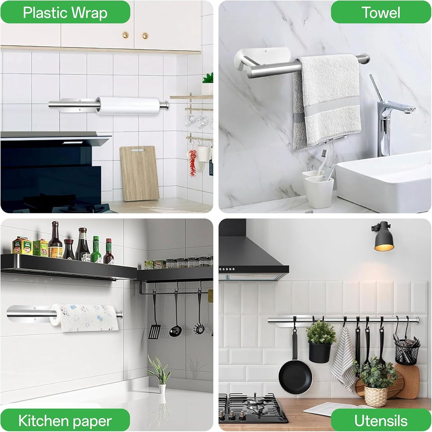 Under Cabinet Paper Towel Holder by [Brand Name] - Self-Adhesive, No Drill Stainless Steel | Ideal for Kitchen, Bathroom, RV