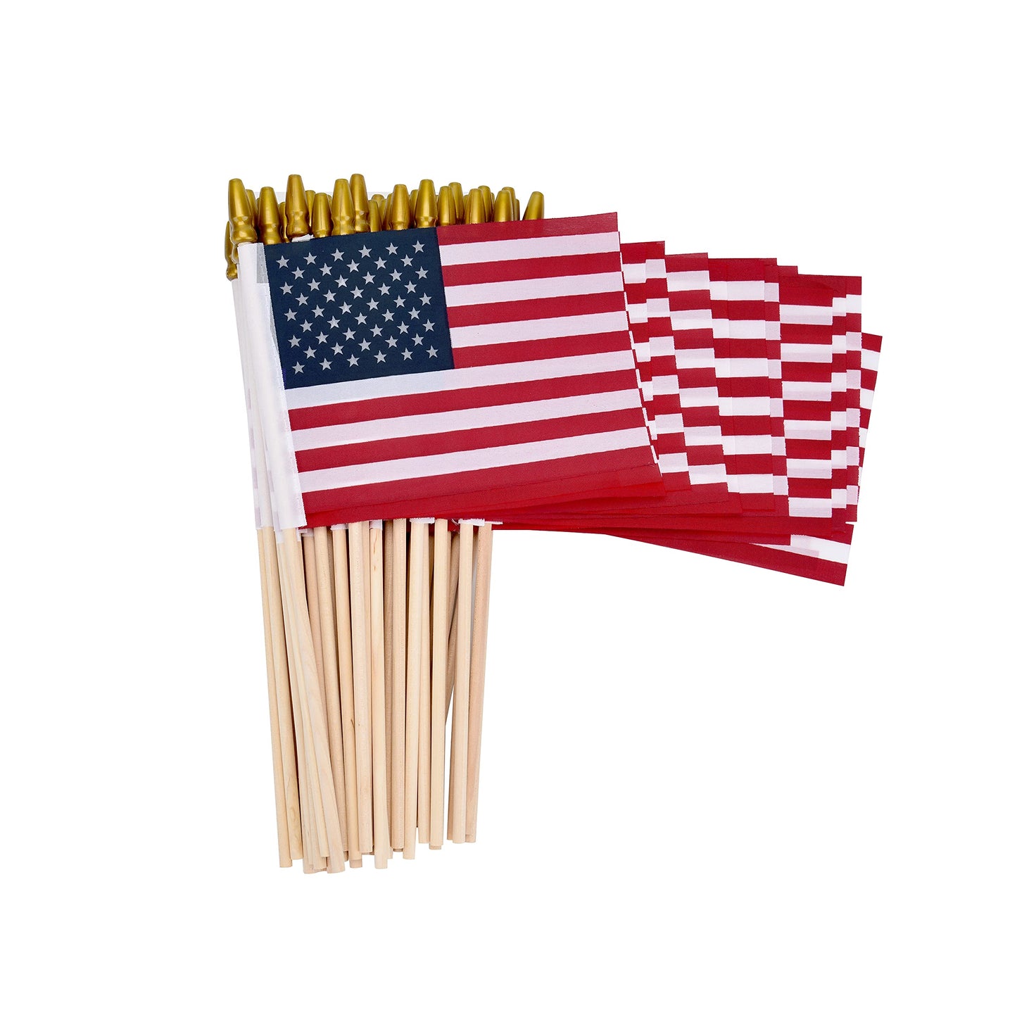 12 Pack Small American Flags on Stick Small US Flags/Mini American Flags for Outside 4x6 Inch American Hand Held Stick Flags with Kid-Safe Spear Top, Patriotic Veterans Day Decorations, 4th of July Decorations