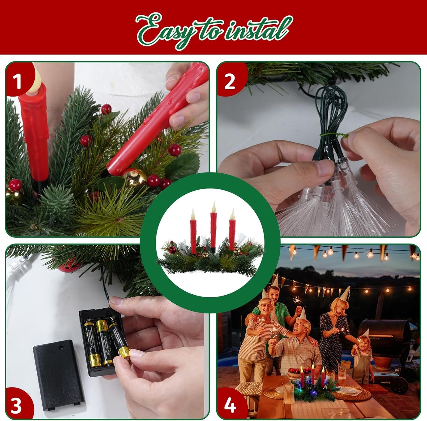 Aokudoni Christmas Table Centerpieces - Artificial Pine Branches & Berries | Indoor Holiday Decor