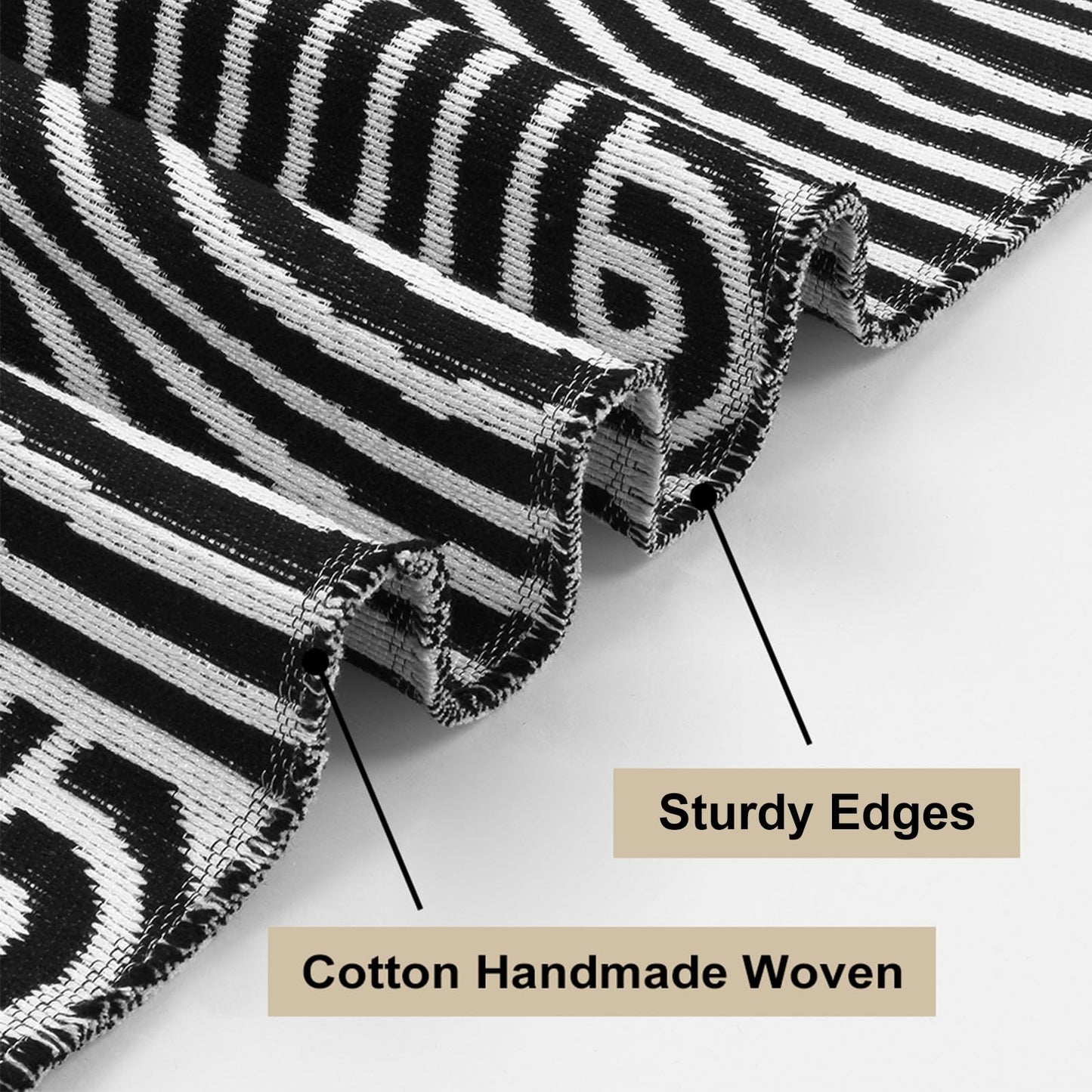 Tiffasea Outdoor Rug 4x6 ft Washable Small Outdoor Rug Porch Rugs Black and White Area Rug Cotton Woven Patio Rugs Reversible Indoor Outdoor Rug for Entryway Bedroom Living Room