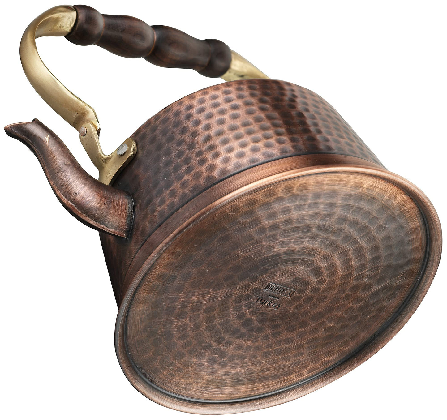 DEMMEX 100% Handcrafted Heavy Gauge 1mm Thick Hammered Antique Solid Copper Tea Kettle Pot Stovetop Teapot, 2.5lb, 2 Quarts
