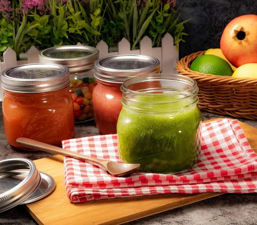 Ieavier 6PCS Wide Mouth Mason Jars 16oz with Airtight Lids and Bands, Canning Jars with Crystal Glass for Food Storage, Spice Jars, Canning, DIY Projects, Jam, Jelly, Honey, Preserving, Drinking