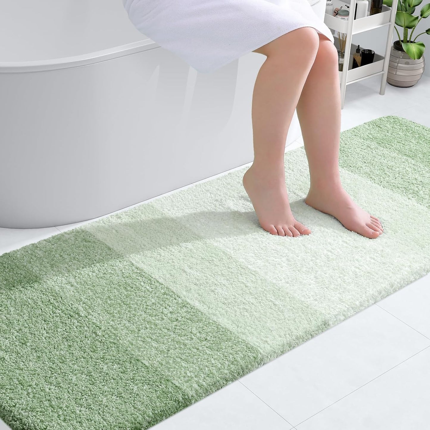 OLANLY Bathroom Runner Rug - Extra Soft Microfiber Mat, Quick Dry & Washable, 70x24, Sage Green