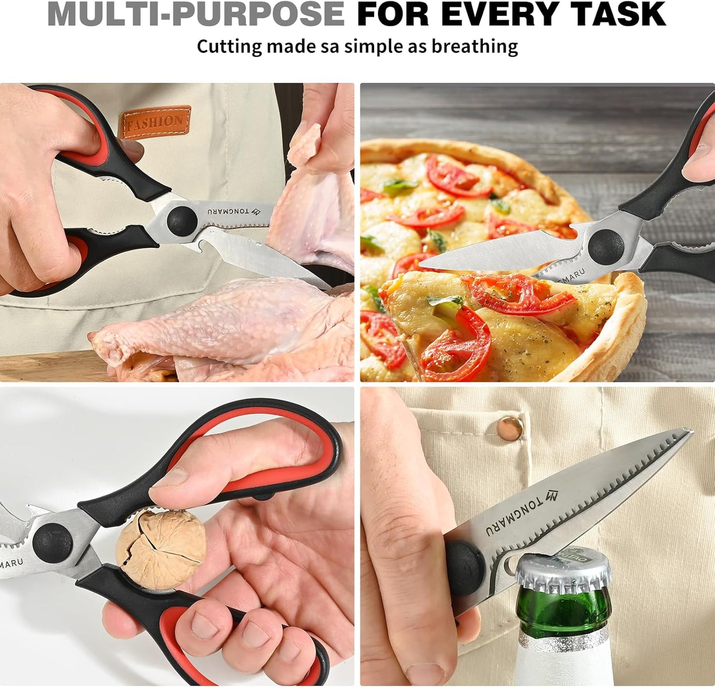 Skiennix Heavy-Duty Kitchen Shears - All-Purpose Scissors with Serrated Blades & Detachable Design | Dishwasher Safe