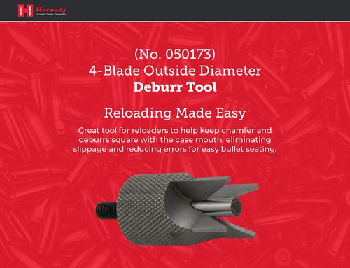 Hornady 4 Blade Outside Diameter Deburring Tool 050173 - Case Prep Reloading Tool Removes Burrs from the Case Mouths for Accurate Bullet Seating -Chamfer Tool Bit for Use with Case Prep Tools
