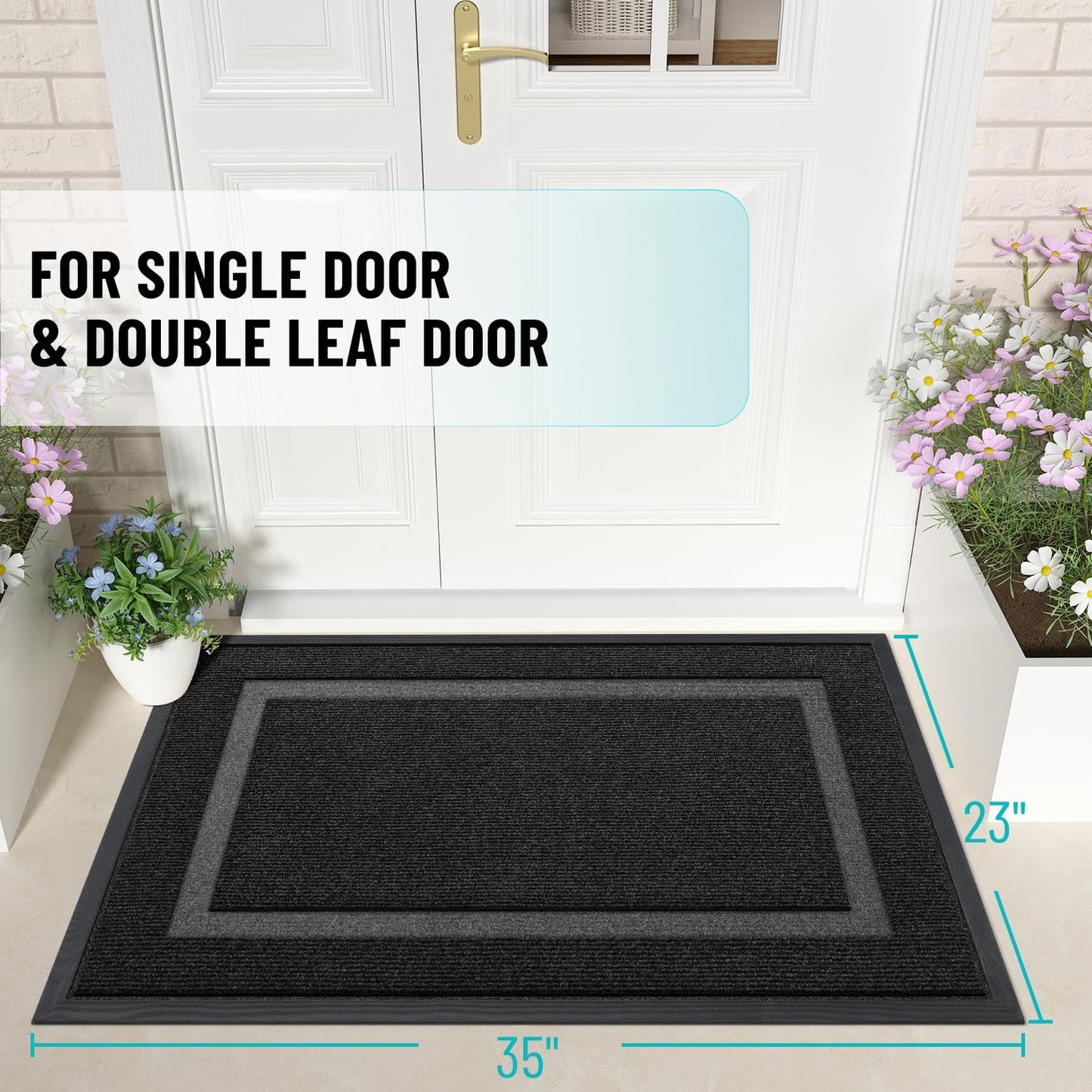 OLANLY Waterproof Front Door Mat - All-Season, Fade Resistant, Easy Clean | 35x23 Inches, Black