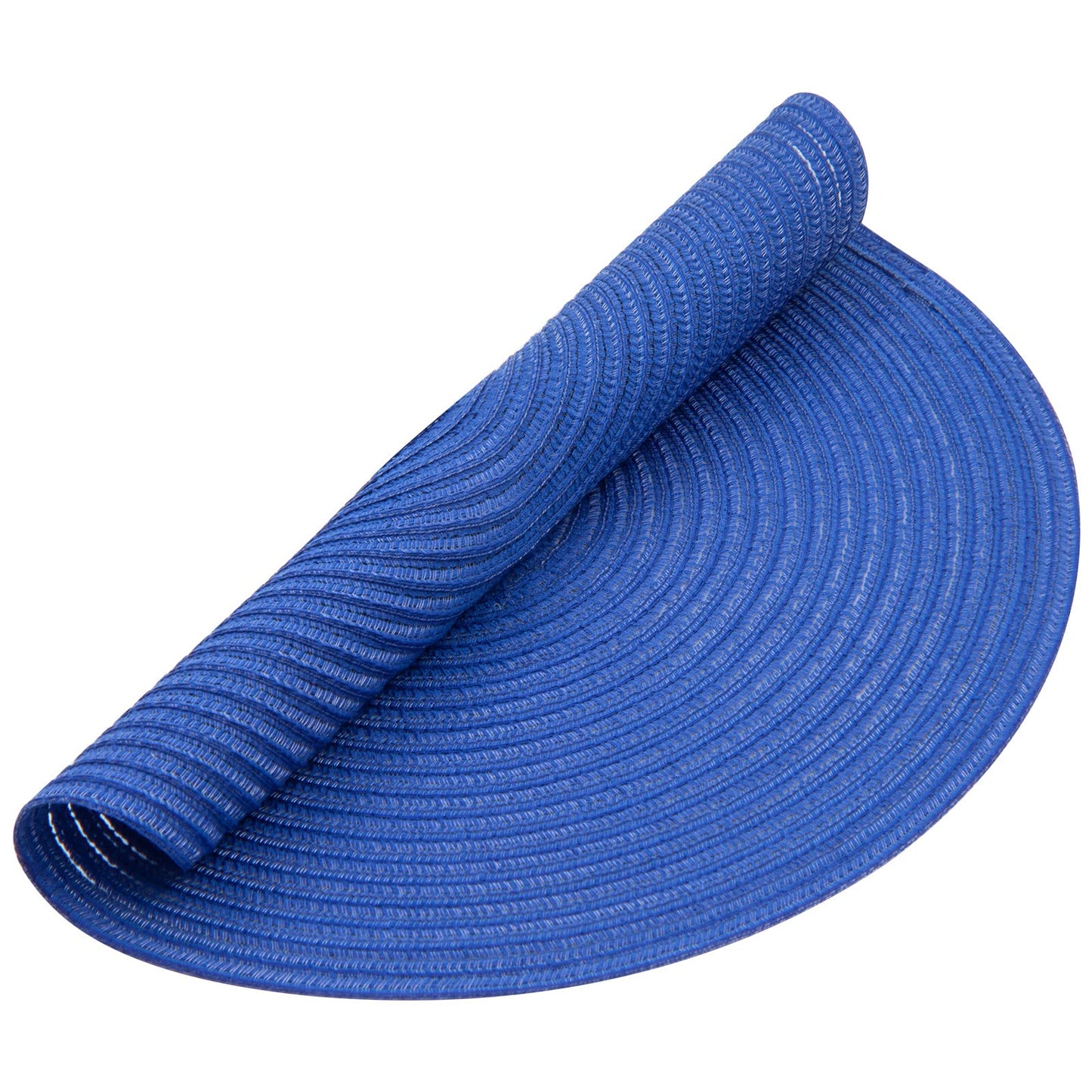 SHACOS Round Placemats Set of 6 Washable 15 inch Round Table Mats Cotton Polyester Woven Braided Place Mats for Dining Table (Blue, 6)