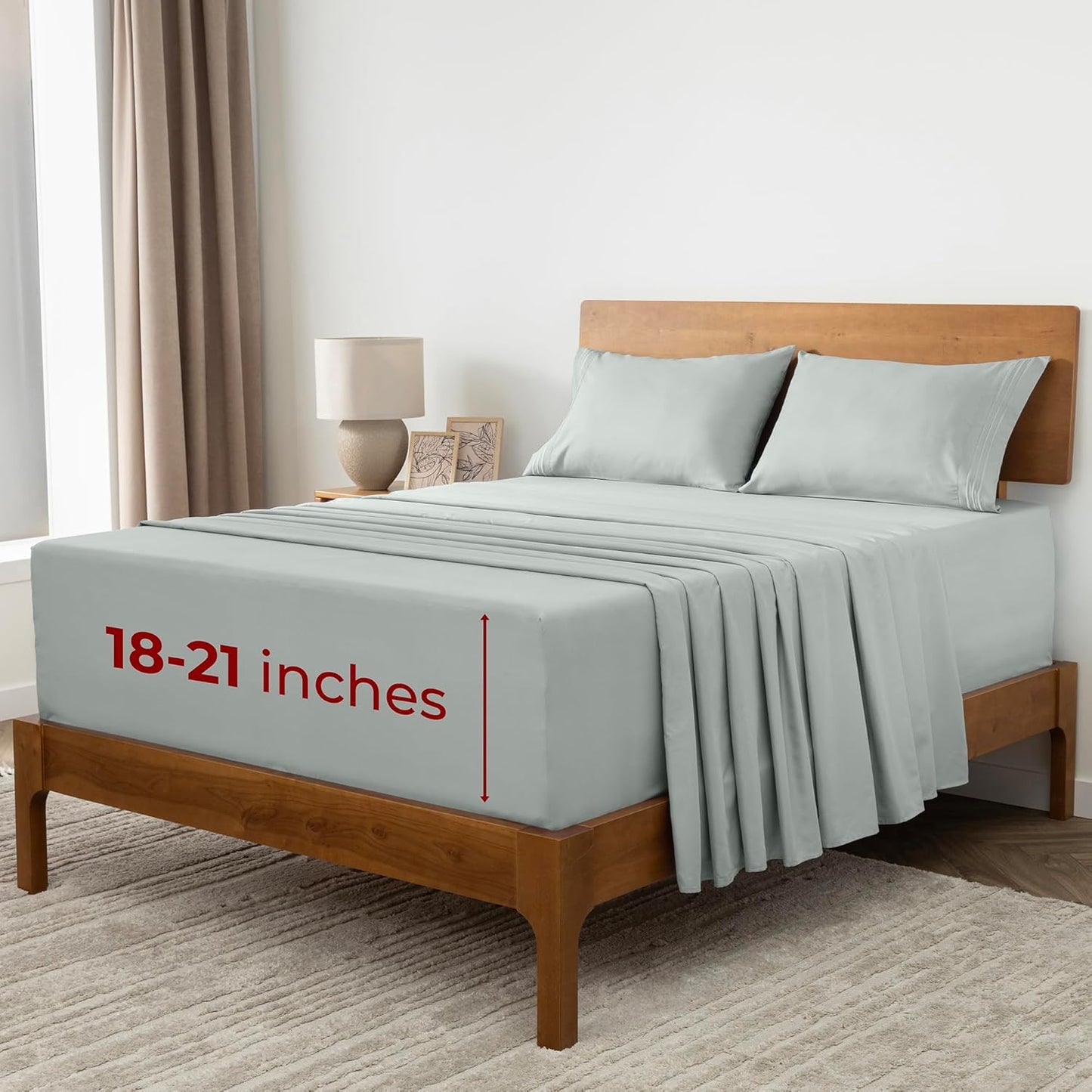 Mellanni Extra Deep Queen Sheets - Hotel Luxury, Ultra Soft & Cooling Bedding - Wrinkle & Stain Resistant (Queen, Spa Mint)