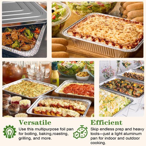 Epecnic 9x13 Aluminum Foil Pans with Lids (25 Pack) - Disposable Half Size Deep Foil Pans, Freezer & Oven Safe for Baking, Meal prep, Potluck, Outdoor Grilling, Camping, Catering, Large Events