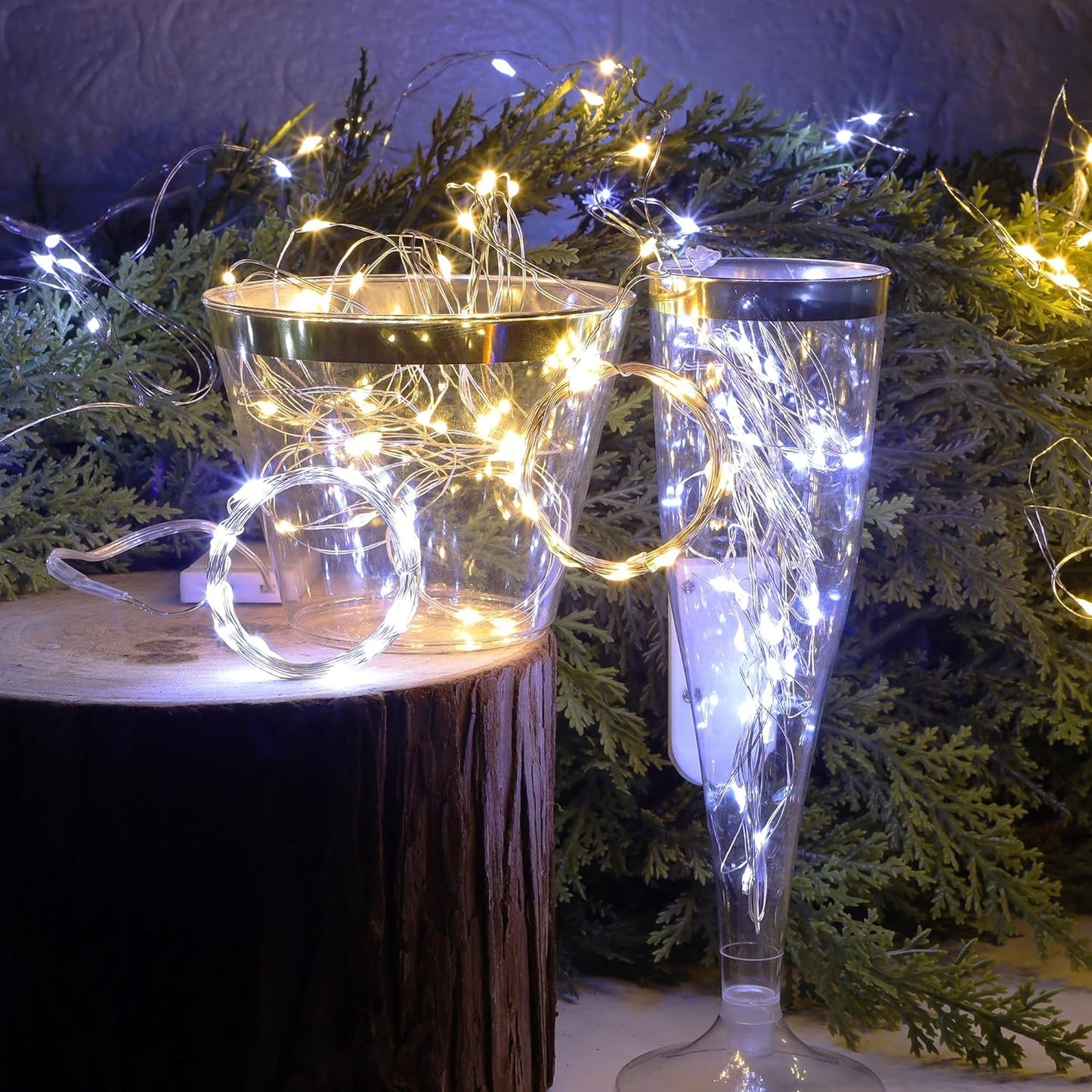 WATERGLIDE 12 Pack Mini String Lights - 20 LED Waterproof Fairy Lights for DIY Wedding & Party Decor | 7 ft Silver Wire, Warm White & White