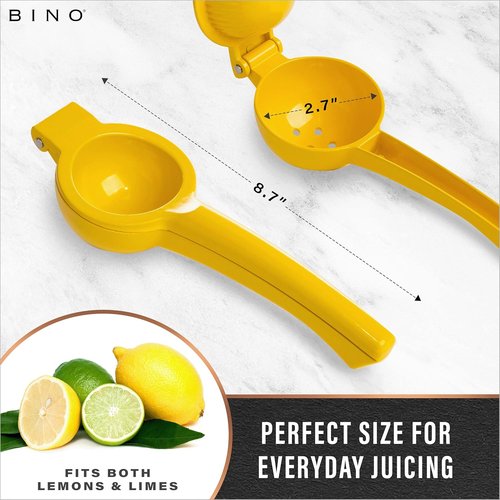 BINO Aluminum Alloy Lemon Juicer - Manual Citrus Squeezer Press for Fresh Juice | Yellow Hand Press Tool