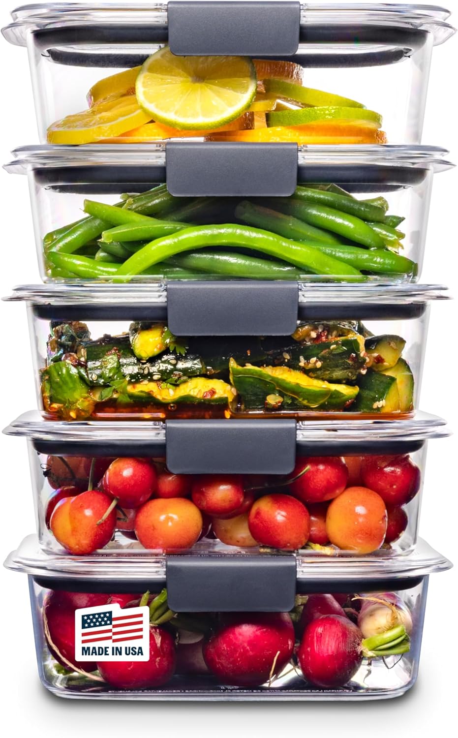 Rubbermaid Brilliance Food Storage Containers - BPA-Free, Airtight Lids, Perfect for Meal Prep | Set of 5 (3.2 Cup)
