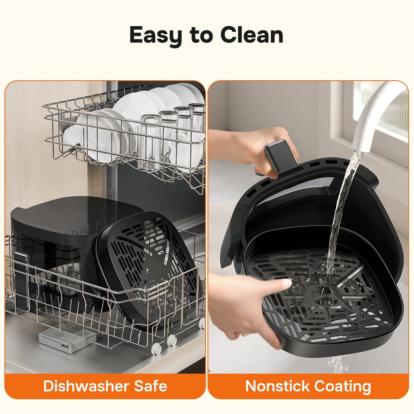 Simple Deluxe Air Fryer - 6.34 QT Digital Airfryer with Visible Window, 12 Presets Functions, Nonstick and Dishwasher-Safe Basket, 1700W, Gray