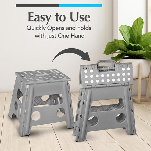 Handy Laundry Folding Step Stool - Lightweight & Sturdy for Adults and Kids - Easy One-Flip Design | Grey - 13 Inch